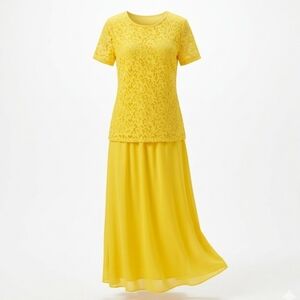 NWT Sunshine Yellow Lace Top & Maxi Skirt Set